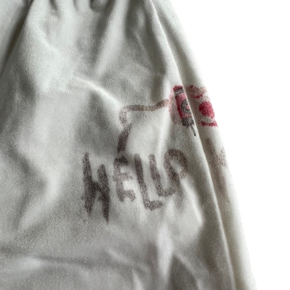 Hello Kitty Large Velour Sweatpant Forever 21 White Limited Edition Straight Leg - Picture 2 of 9